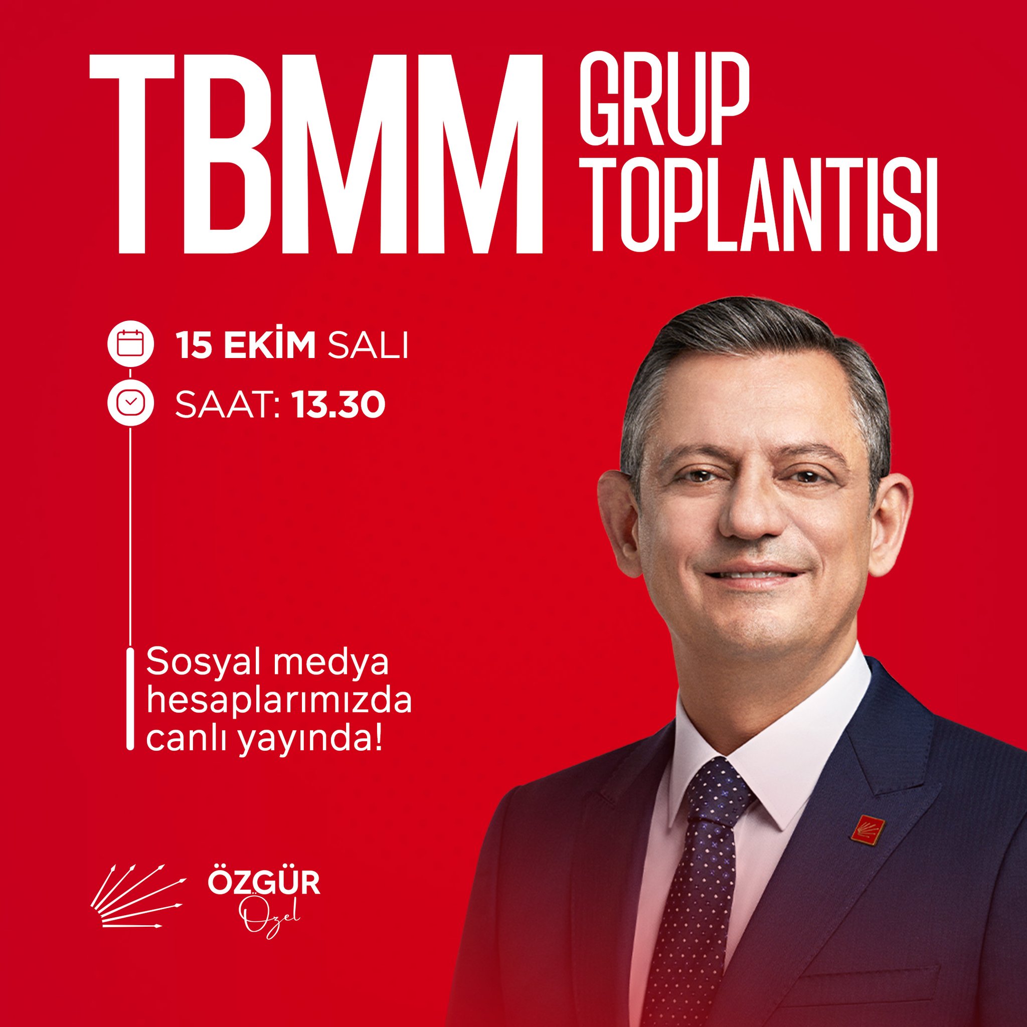 Cumhuriyet Halk Partisi Genel Başkanı Özgür Özel Yarın TBMM Grup Toplantısında Konuşacak