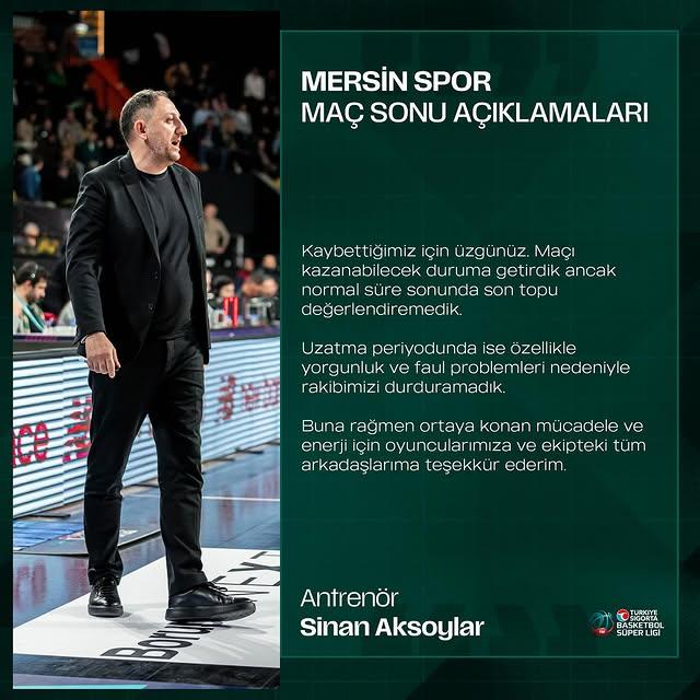 Sinan Aksoy, Mersin Spor Maçı Sonrası Değerlendirmelerini Yaptı